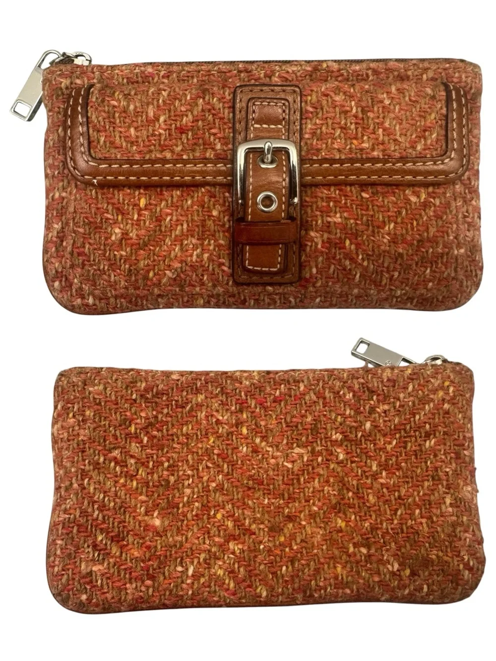 Vintage Coach Soho Tweed Herringbone Texture Y2K Hobo Bag & Matching Wallet Set